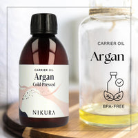 nikura Nikura Argan Oil Cold Pressed - 250ml | For Hair Growth, Face, Skin | 100% Pure | Perfect for Natural Moisturiser & Conditioner, Hair Mask, Body Oil, Cuticles | Vegan & UK Made | BPA Free