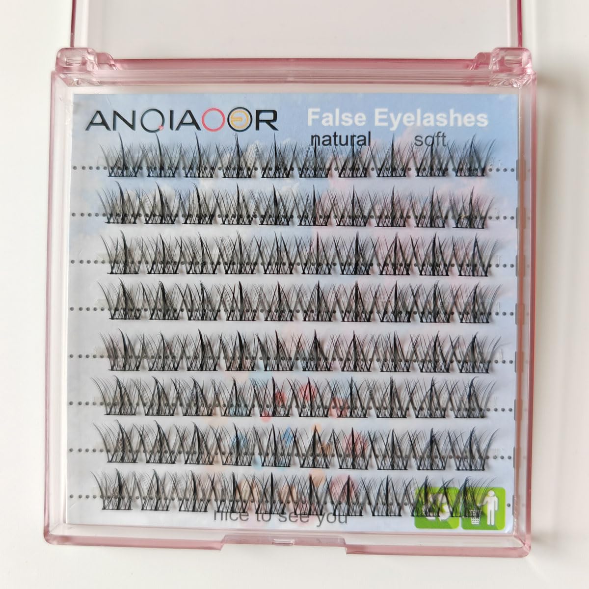 ANQIAOER False Eyelashes Cluster Natural Look Wispy Spiky Wide Stem 11-12-13mm-C Curl DIY Individual Lash Extension Soft Manga lashes for Makeup Use at Home