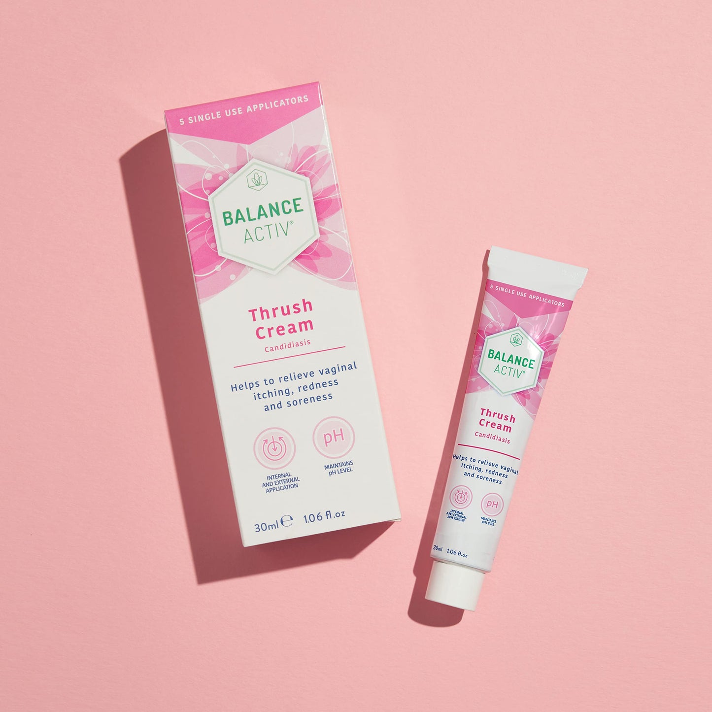 Balance Activ Thrush Cream, Internal & External Use, Works Naturally, Relieves Symptoms & Prevents Recurrence, 5 Applicators (30ml), Pack of 1
