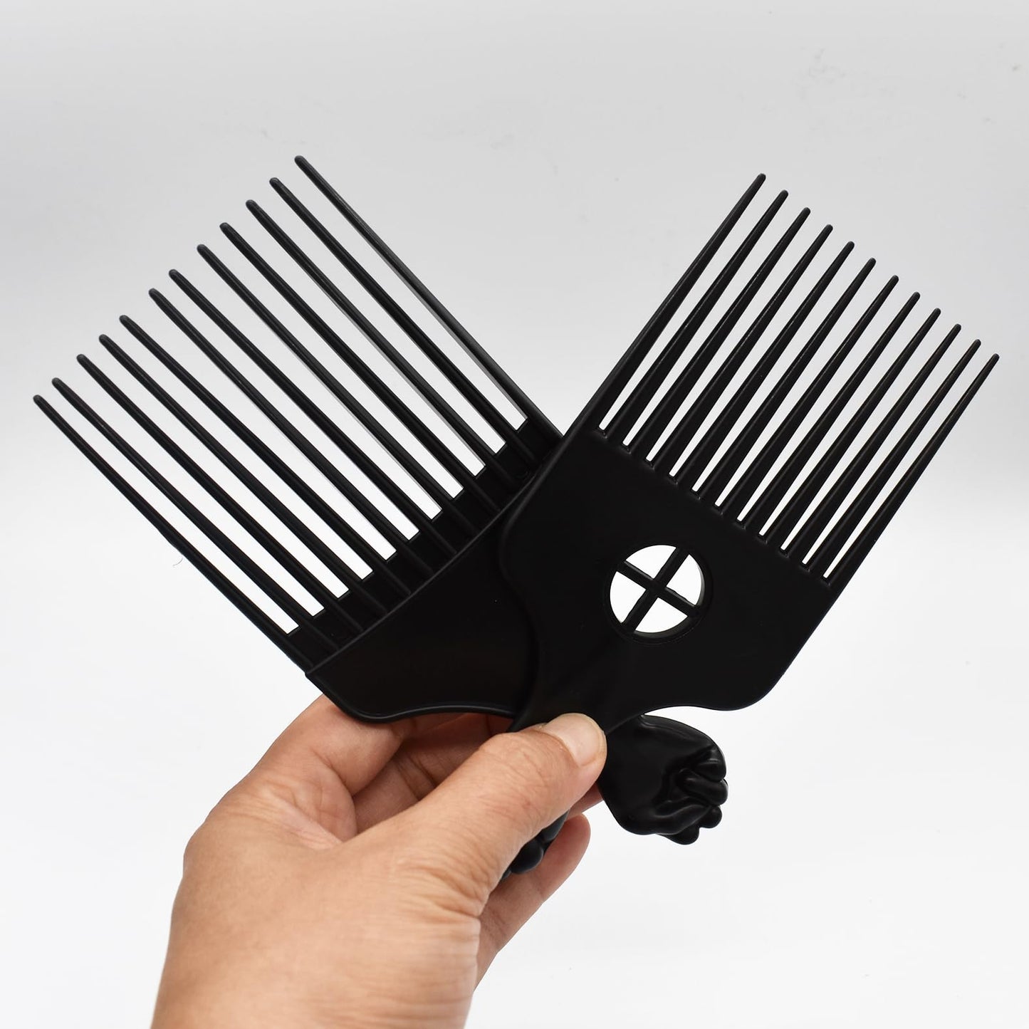 ZEROKIWI Professional Afro Pick Comb, Detangling Hairdressing Afro Braiding Rake Comb for Wig Natural African Thick Curly Long Short Hairstyling Men Women Barber Salon Hairstylist Tools (AB)