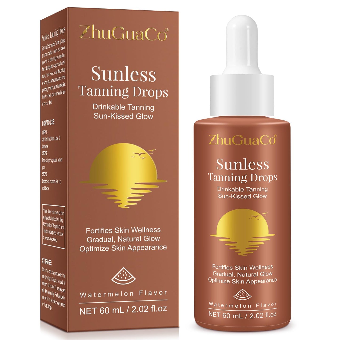 Tanning Drops Drink, Drinkable Tanning Drops, Enhancing Your Natural Skin Tone for a Genuine, Sun-Kissed Glow, Nourishing Self-tanning tan enhancer drops 60ml
