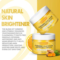 One Mineral Turmeric Clay Mask with Vitamin C & Gentiana | 150g | Deep-Cleansing Kaolin Clay Mask | Brightening Face Mask for Smooth, Balanced Skin | Oil Control, Dark Spots & Radiant Glow