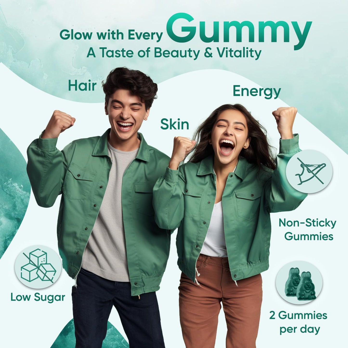 Biotin Gummies - 5000mcg - 120 Gummies with Vitamin A, B, C, D, E & Selenium - Hair, Nails & Skin Vitamins - Natural Raspberry & Blueberry Flavoured Vitamin B7 Gummies - Chewable Biotin Hair Gummies