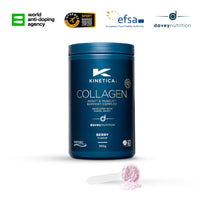 Kinetica Collagen Powder Joint & Muscle Support Complex FORTIGEL Bovine Collagen peptides, 320mg Vitamin C, 5μg Vitamin D, 100mg Hyaluronic Acid, 500mg Glucosamine Sulphate, Berry Flavour, 350g