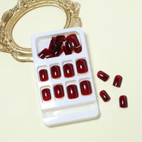 Coloroom False Nails – 24PCS Burgundy Square Short Fake Nails - Glossy Full Coverage, Includes Tool for Easy Nail Art – Perfect Nail Art for Women