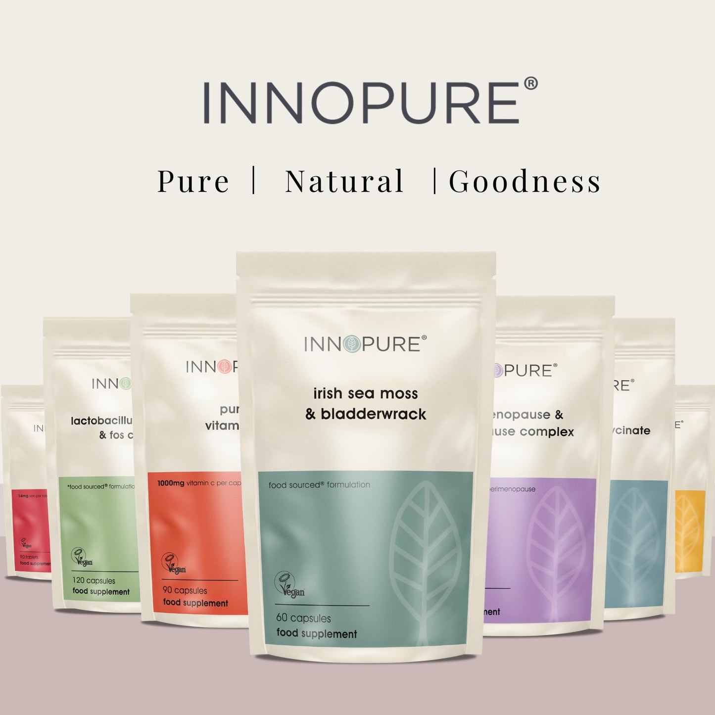 INNOPURE Irish Sea Moss & Bladderwrack Capsules - Natural Iodine Supplement, Ethically Sourced SeaMoss - Non GMO, 60 Vegan Capsules, UK Made