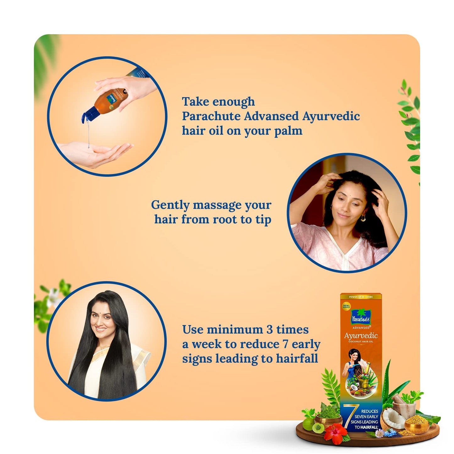 Parachute Advanced Ayurvedic Hair Oil - Controls Hair Fall Control and grows hair longer 180ml by Parachute