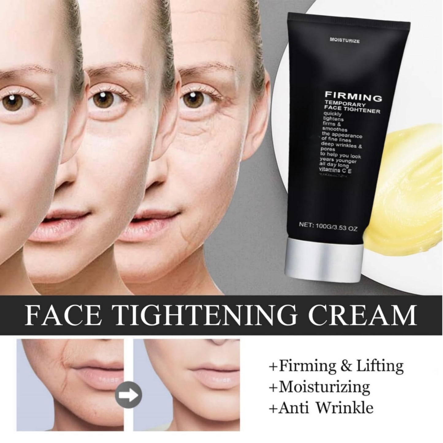 Instant Face Tightening,Temporary Rapid Firming Face Lift,Skin Tightener Anti Wrinkle Firming Cream,Wrinkle Firming & Remover,Hydrating&Moisturizing,Smooth Fine Lines,Wrinkles And Pores