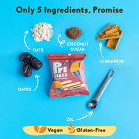PRI'S Gluten Free Snacks - Tasty & On-the-Go Oat-Based, Low Calorie, Delicious Snacks for Adults - High Fibre, No Sugar, Low Fat Vegan Food w/Natural Ingredients - 12 pcs Cinnamon Oaty Pockets by Pri Bakes