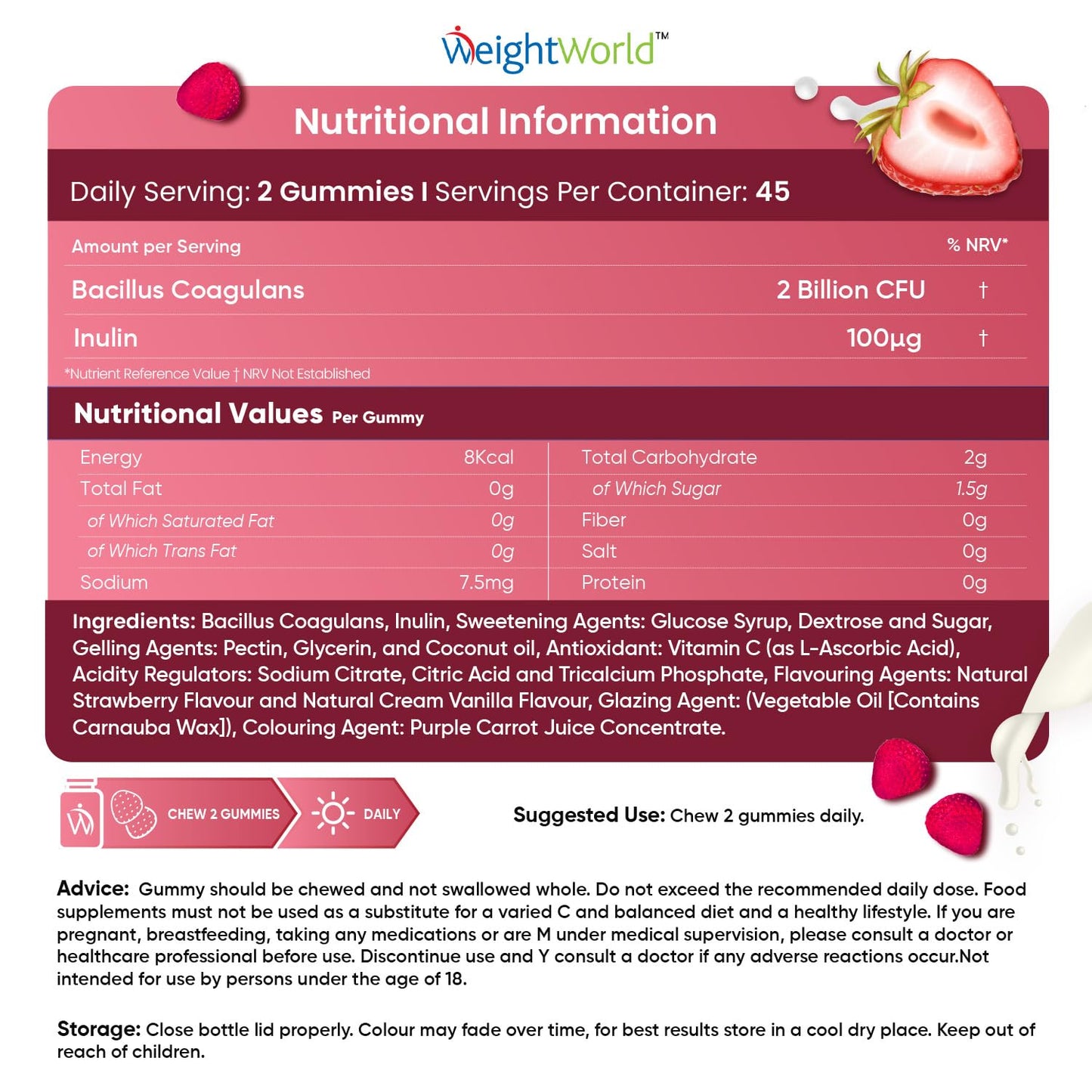 Probiotic Gummies with Prebiotic - 90 Tasty & Vegan Gummies - 2000 Million CFU - Spore-Forming Bacillus Coagulans & Inulin - Gut-Friendly Pre and Probiotics - Digestion Supplement for Women & Men