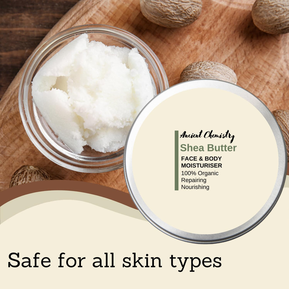 Ancient Chemistry 200ML Organic Shea Butter Moisturizer – 100% Pure and natural – Deep Moisturizing Body Butter for Dry Skin, Stretch Marks, Hair Care, and Anti-Aging