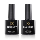 BLUESKY Bluesky Gel Nail Polishes, No Wipe Top Coat and Base Coat, Soak Off LED UV Gel Nail Polish Set, Long Lasting, Shiny, High Gloss Finish, Clear, 2 x 10ml Bottles