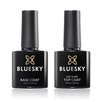 BLUESKY Bluesky Gel Nail Polishes, No Wipe Top Coat and Base Coat, Soak Off LED UV Gel Nail Polish Set, Long Lasting, Shiny, High Gloss Finish, Clear, 2 x 10ml Bottles