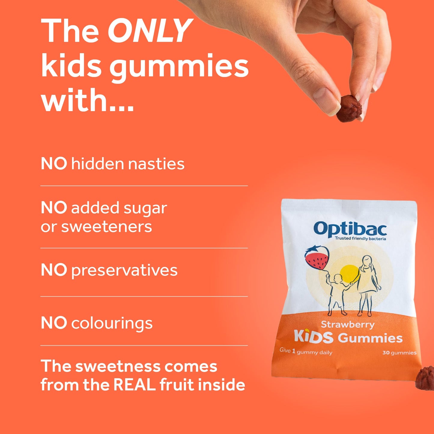 Optibac Probiotics Kids Probiotic Gummies - Vitamin D & Calcium for Immune Support & Gut Health - Most Trusted By Parents - 60 Vegan Gummies