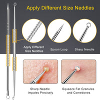 Blackhead Remover Pimple Popping Tool Kit, Boxoyx 10Pcs Professional Pimple Comedone Extractor Popper Tool Acne Removal Kit-Treatment for Pimple, Blackhead, Zit Removing, Forehead,Facial&Nose (Silver)