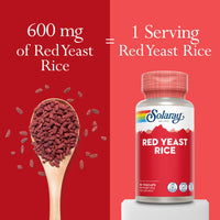 SOLARAY Solaray - Red Yeast Rice Extract - 90 Vegan Capsules - High Strength Herbal Supplement from Monascus Purpureus with Monacolin K - Lab Verified, GMO & Gluten Free