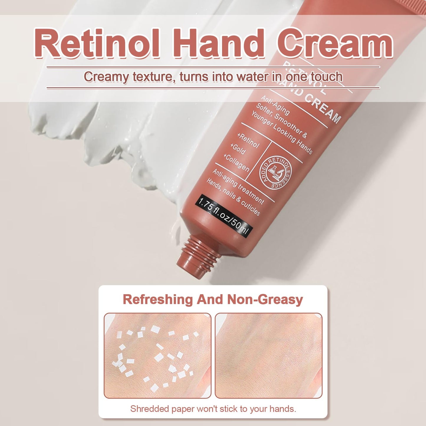 Samkeen Retinol Hand Cream, Anti Aging Hand Cream for Women & Men, Strong Soothing for Very Dry Hands, Deeply Moisturizes for Skin, Nails, Cuticles (2pcs)