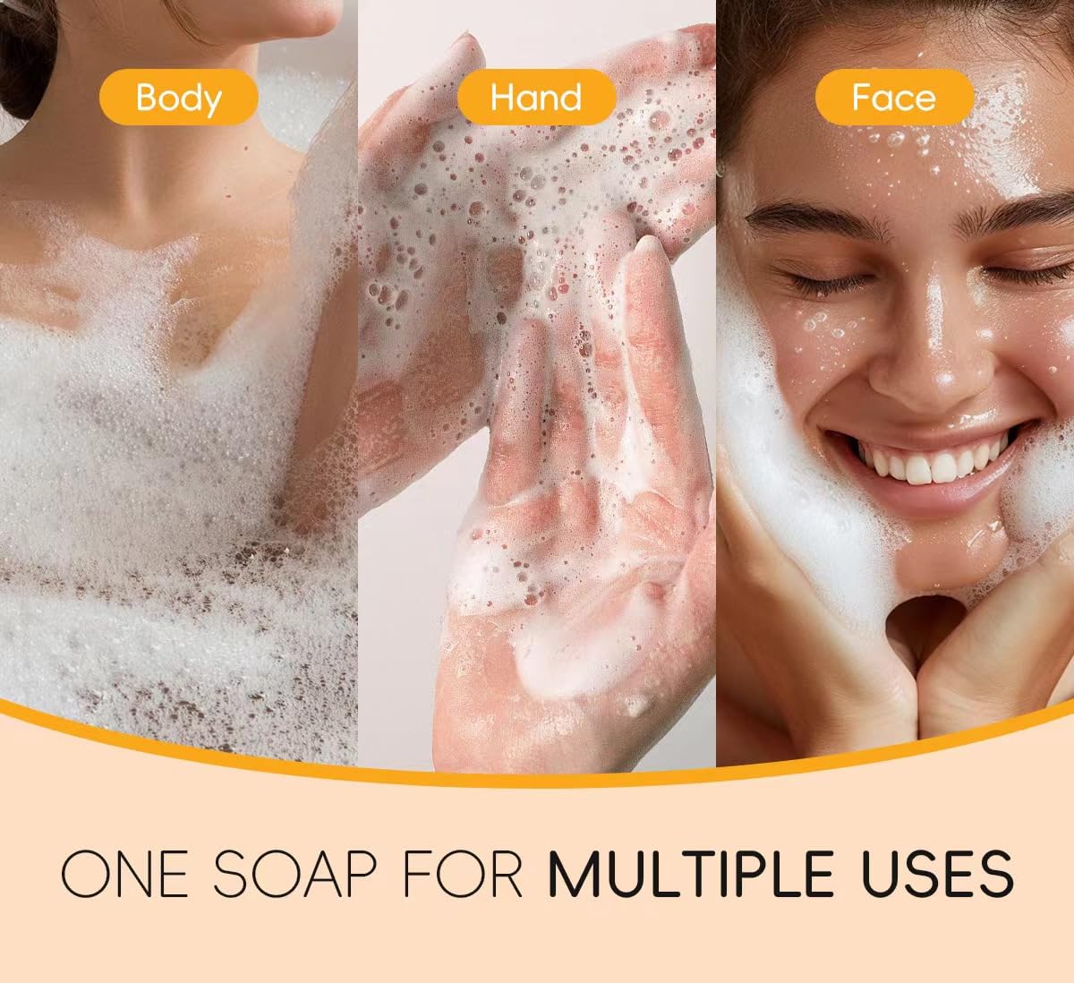 Anshenger Turmeric Handmade Soap, Facial Soap, Gentle Skin Care Essential Oil Soap, Body Cleanser, Anti-Acne, Shrink Pores, Deep Cleansing, Moisturizing, Firming, With Foaming Net, Suitable For Body And Face