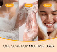 Anshenger Turmeric Handmade Soap, Facial Soap, Gentle Skin Care Essential Oil Soap, Body Cleanser, Anti-Acne, Shrink Pores, Deep Cleansing, Moisturizing, Firming, With Foaming Net, Suitable For Body And Face