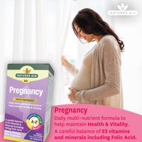 Natures Aid Pregnancy Multi-Vitamins and Minerals Tablets (23 Essential Vitamins and Minerals, 60 Tablets, Before, During and After Pregnancy, Vegan Society Approved, Made in the UK)