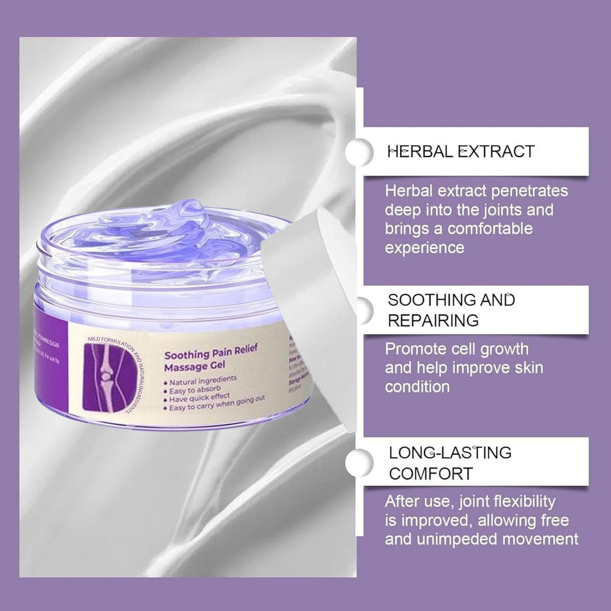 Ironbloomy Krea-in Joint Relief Purple Gel - Joint Care Gel - Soothing Massage Cream - Massage Muscle,Suitable for Joint Pain Throughout The Body, Soothes Knees, Lumbar, Neck, Hands, and Feet