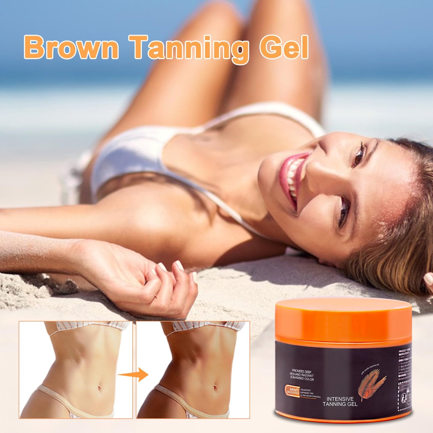 Samkeen Intensive Tanning Gel 150g, Natural Tanning Luxe Gel, Sunbed Cream, Tanning Gel for Indoor Tanning Beds, Achieve a Natural Tan Skin, Outdoor Sunlight, 2024 New Tanning Cream Gel