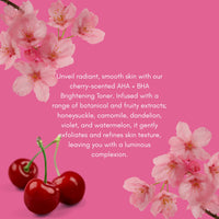 Face Facts Cherry Bliss - AHA & BHA Brightening Toner, smooths Texture and hydrates. Infused with Botanical and Fruity extracts, refines Skin Texture Leaving You with a Luminous Complexion. 140ml