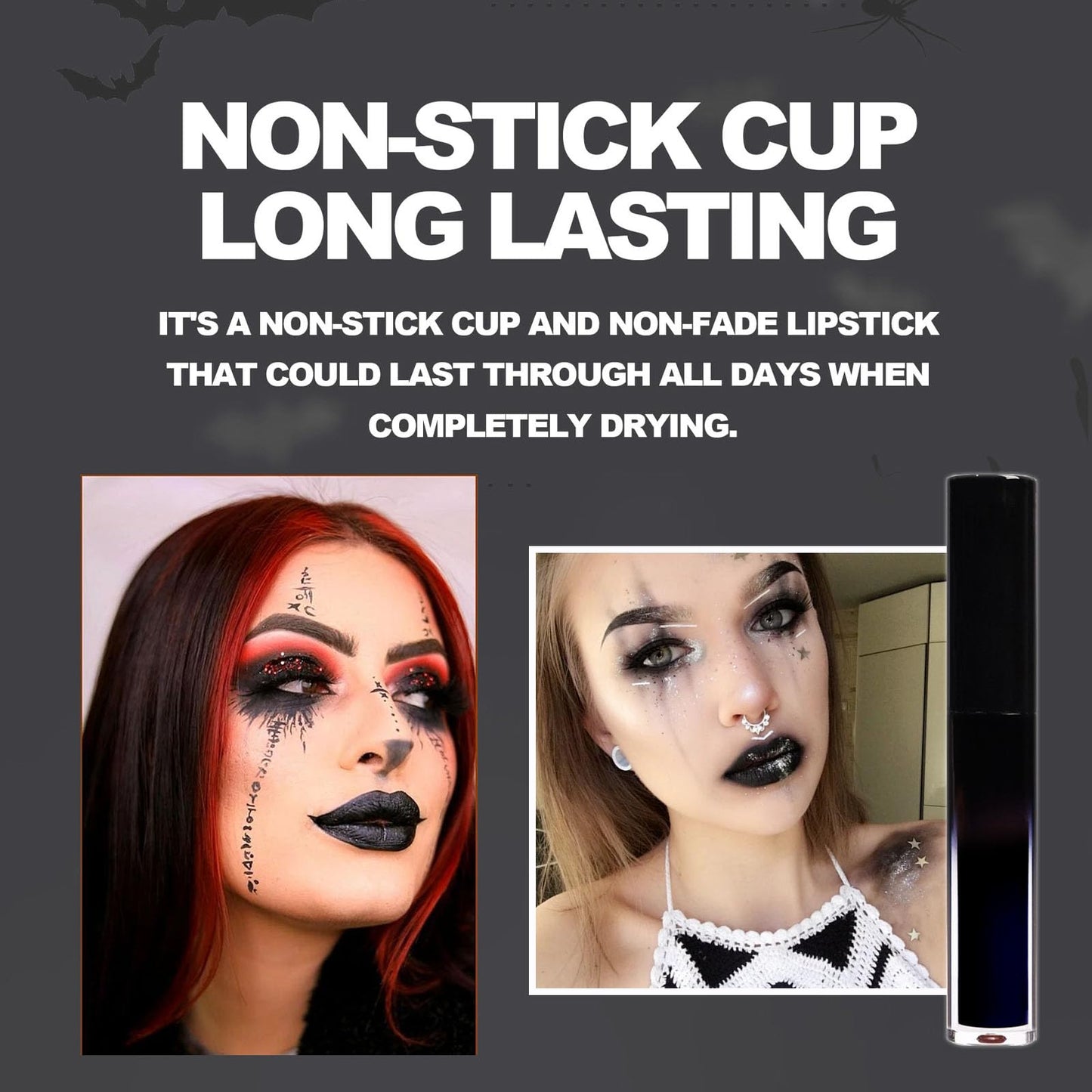 LYNTYAOU Black Matte Lipgloss, Waterproof Lip Gloss Lipsticks, Hot Color Non-stick Cup Lipstick Kit, Long Lasting Highly Pigmented Liquid Lipstick, Holiday Gifts Lips Balm for Women Makeup