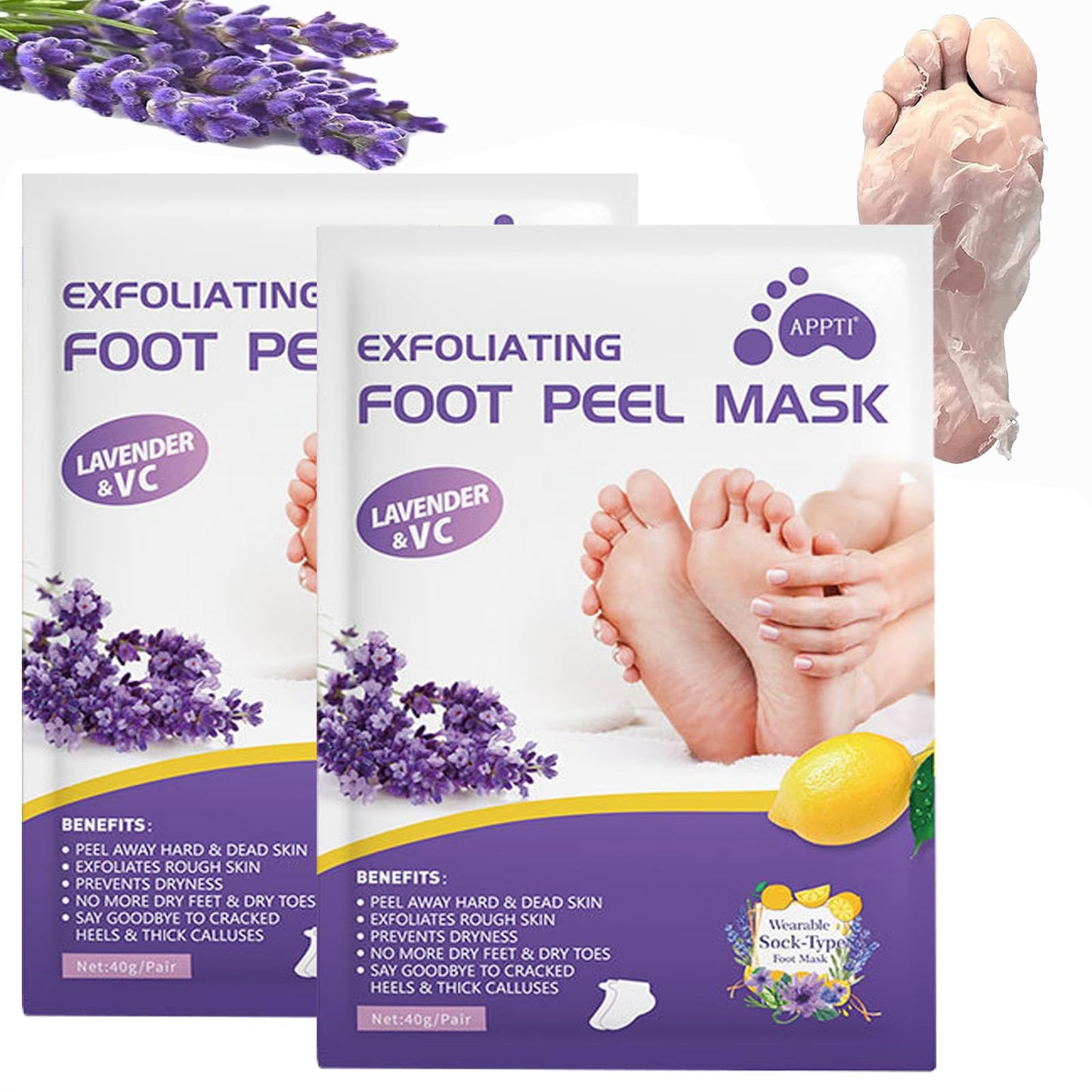 OlymGrow 2-Pack Foot Peel Mask – Callus Remover & Exfoliator for Soft, Smooth Feet, Repair Cracked Heels, Remove Dead Skin, Peeling Foot Mask for Hard, Dry Skin