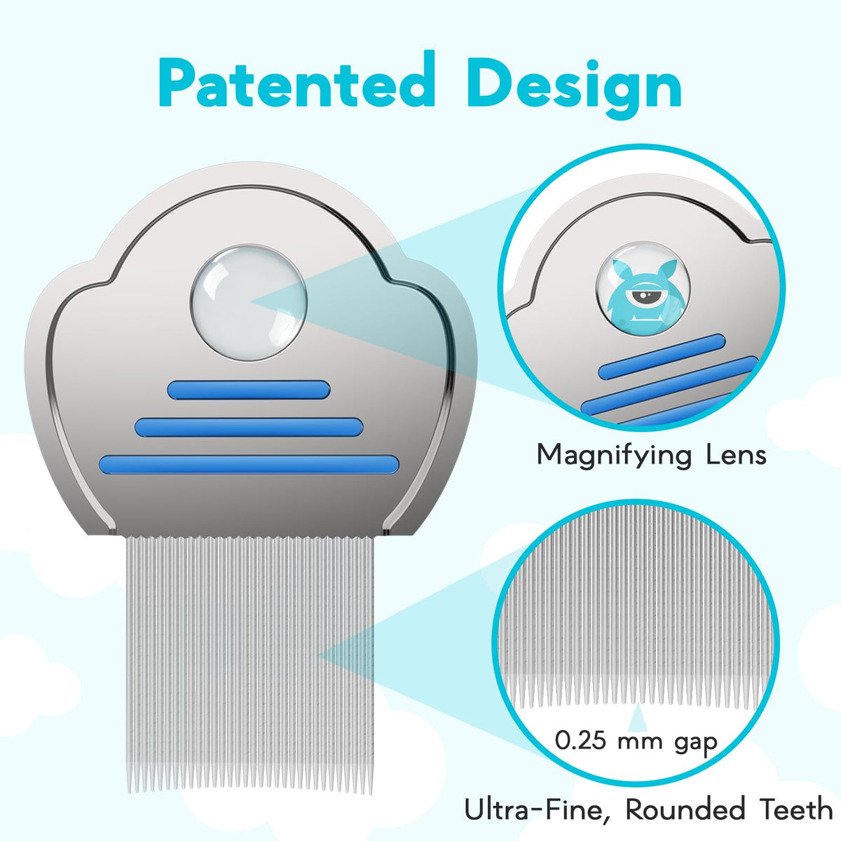 Adamson Lice Comb - Stainless Steel Lice Comb for Kids - Effective Nit Comb - Lice Combs for Thick Hair - Durable and Easy to Clean