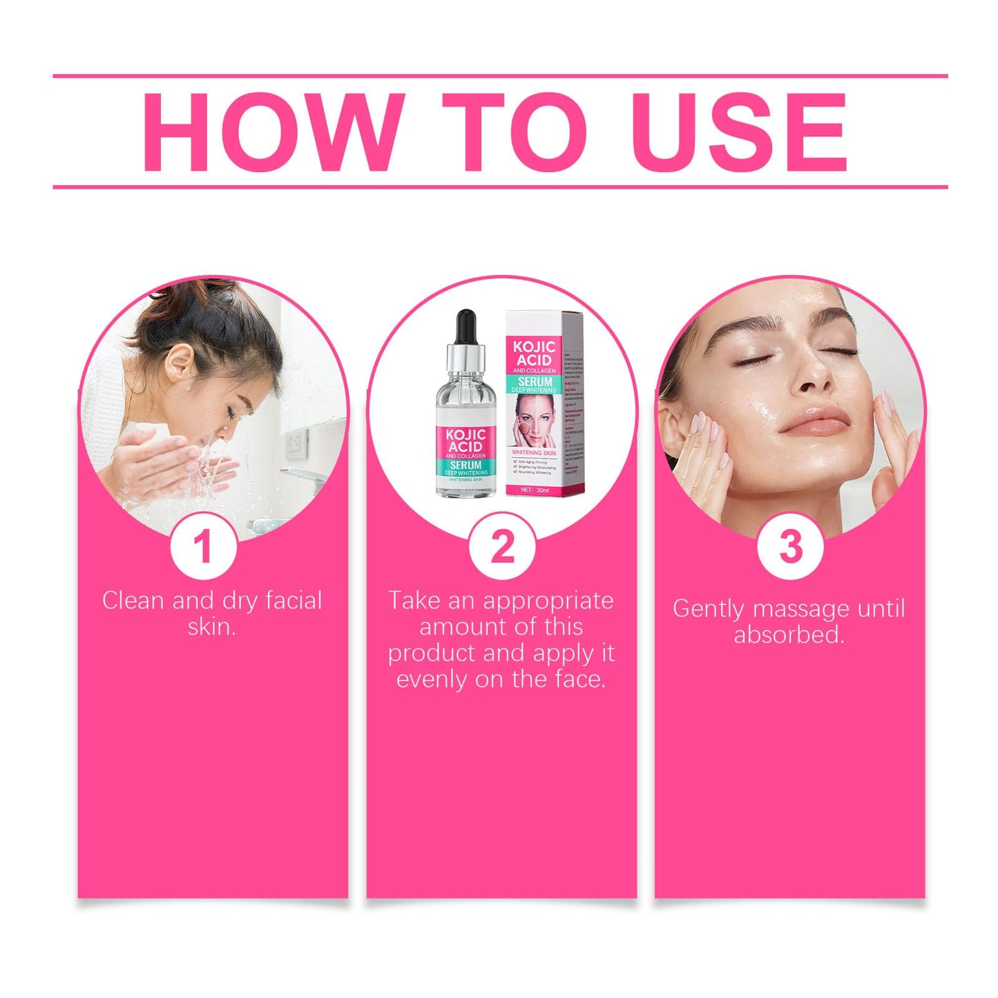 Kojic Acid Serum - Collagen Face Serum for Skin Lig_htening - Anti Aging Face Serum - Dark Spot Correcting Glow Serum - Hydrating Serum - Facial Serum for Firming, Moisturising, Nourishing (30ml)