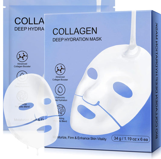 Collagen Face Mask 6PCS, Face Mask Overnight Bio Collagen Face Mask, Lifting Mask for Anti Wrinkle, Deeply Hydratio, Repair, Improve Skin Problems
