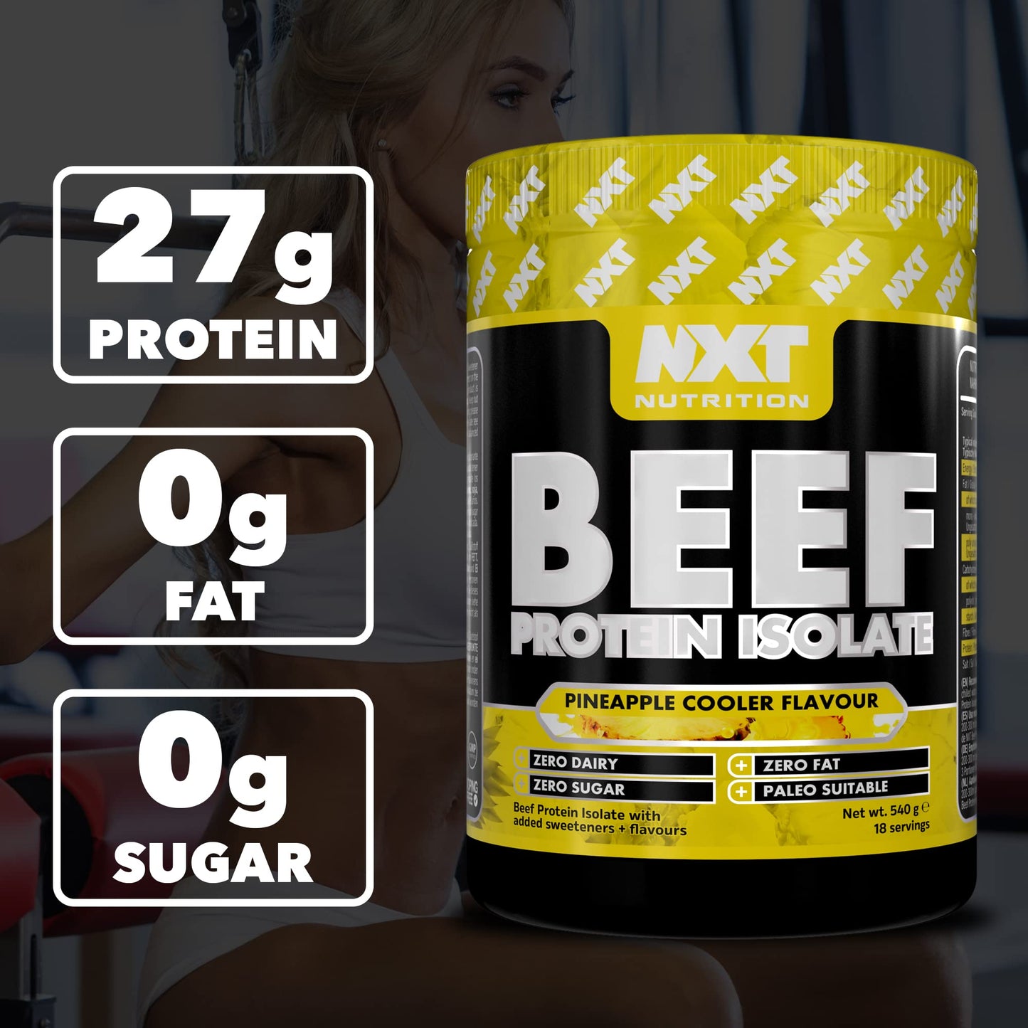 NXT Nutrition NXT Beef Protein Isolate 540g - High Protein Powder in Natural Amino Acids - Paleo, Keto Friendly - Dairy and Gluten Free | 540g (Pineapple)