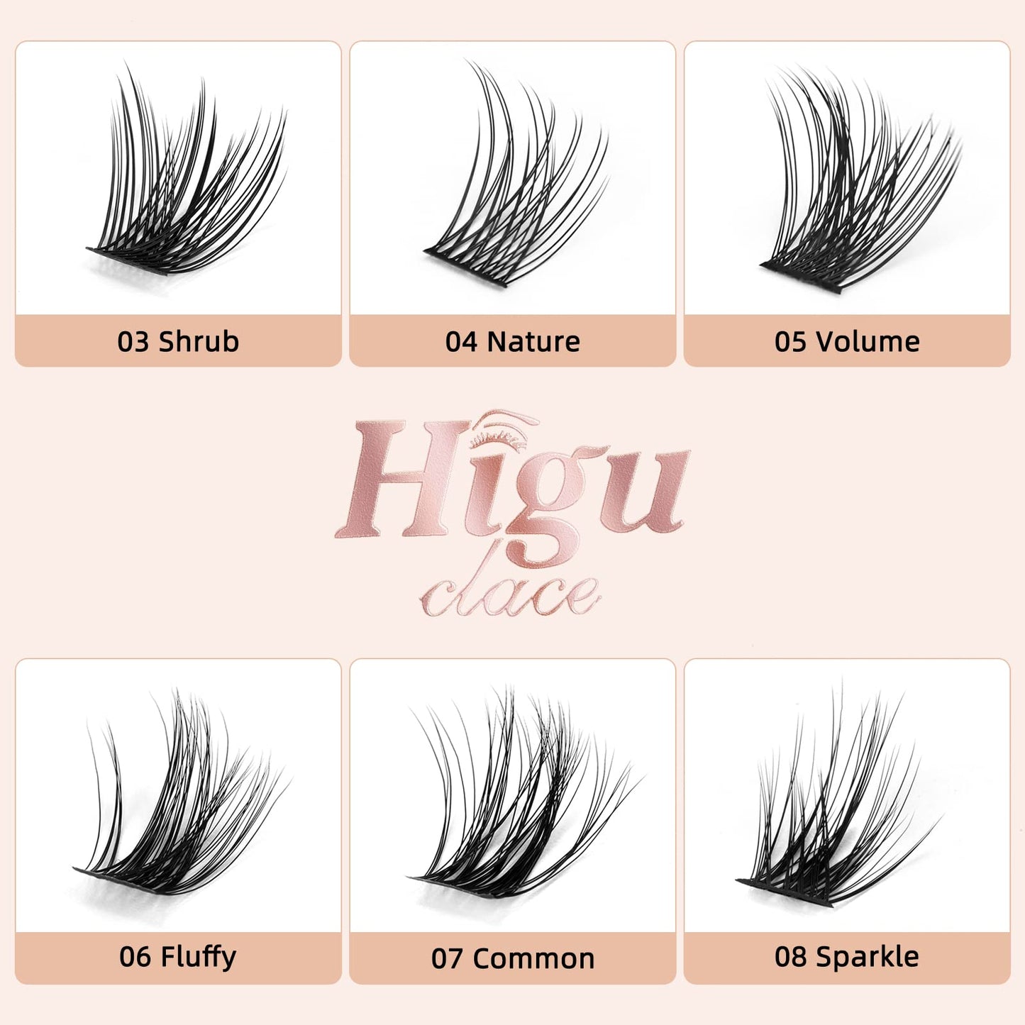 Higu clace Lash Clusters DIY Eyelash Extensions 144 Pcs Cluster Eyelash Extensions 8-16mm Cluster Lashes C Curl Thin Stem Lash Clusters Reusable Makeup for Self-application (Volume-Big C 8-16mm)