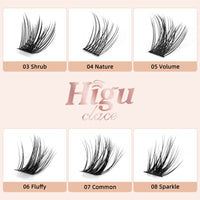 Higu clace Lash Clusters DIY Eyelash Extensions 144 Pcs Cluster Eyelash Extensions 8-16mm Cluster Lashes C Curl Thin Stem Lash Clusters Reusable Makeup for Self-application (Volume-Big C 8-16mm)