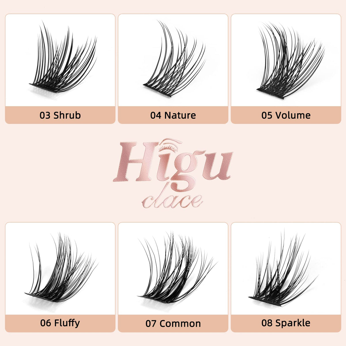 Higu clace Lash Clusters DIY Eyelash Extensions 144 Pcs Cluster Eyelash Extensions 8-16mm Cluster Lashes C Curl Thin Stem Lash Clusters Reusable Makeup for Self-application (Volume-Big C 8-16mm)