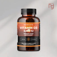 Newgate Labs Vitamin D3 3,000IU 90 High Strength Vegetarian Tablets - Nutritional Supplement - Fight Deficiency - Made in The UK - Halal - GMP Certified