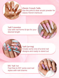 EBANKU Acrylic Powder Set, 24 Colors Acrylic Powder Professional Acrylic Nail Powder for Nail Acrylic Extension, Nail Carving, Long-Lasting, No Nail Lamp Needed