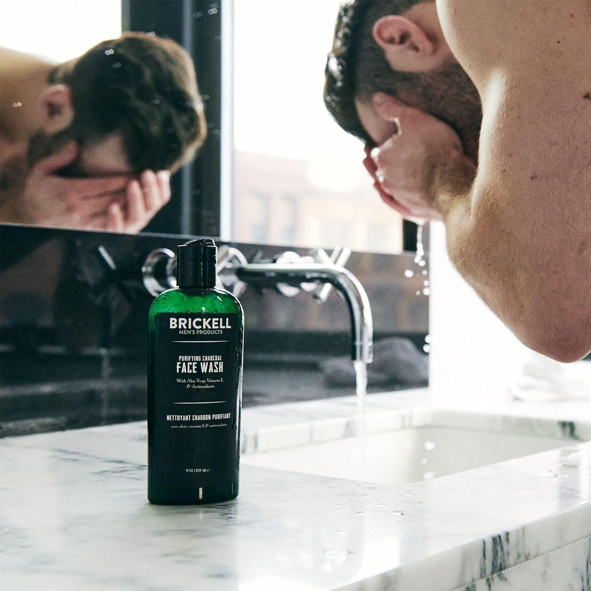 Brickell Men's Products Brickell Men's Daily Essential Face Care Routine II, Purifying Charcoal Face Wash and Daily Essential Face Moisturizer, Natural and Organic, Scented