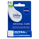 NIVEA Lip Balm Original Care (4.8g) Lip Balm Deeply Hydrates Lips for 24h+, with 100% Natural Origin Ingredients, Shea Butter, and Vitamins, Lip Care