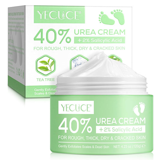 MINGYITUO Urea Foot Cream, Urea Cream 40 Percent for feet,with Hyaluronic Acid, Tea Tree and Aloe Vera,Heel Balm For Callous Removal and Soften, For dry, Cracked Feet, Heels and Hands (120g)