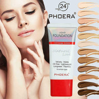ONEKLIK Phoera Foundation Full Coverage Soft Matte Liquid Foundation Makeup Flawless Cream Smooth Waterproof Lightweight 24HR Long Lasting New Formula Tube Pack (104 Buff Beige)