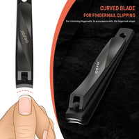 BEZOX Nail Clippers 2pcs Set - Straight Blade Toenail Clipper and Curved Blade Fingernail Clippers - Premium Nail Trimmer Cutter for Thick Nails and Ingrown Toenails