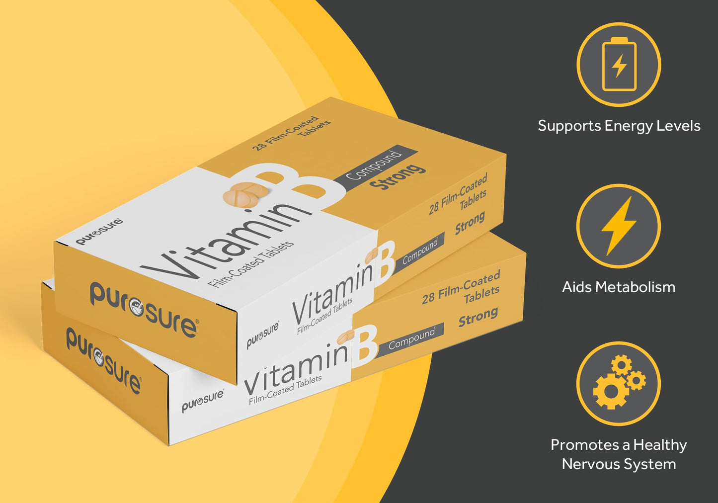 Purosure Vitamin B Compound Tablets | Dietary Supplement | B Compound – 28 Film Coated Tablets