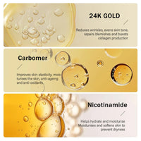24K Serum, Niacinamide Serum Concentrated Ampoules for Face Serum, Collagen Booster for a Natural Face Lift, Anti-Aging Serum, Strengthen the Skin Barrier, Deep Hydrating, 7x2ml Ampoule Serum