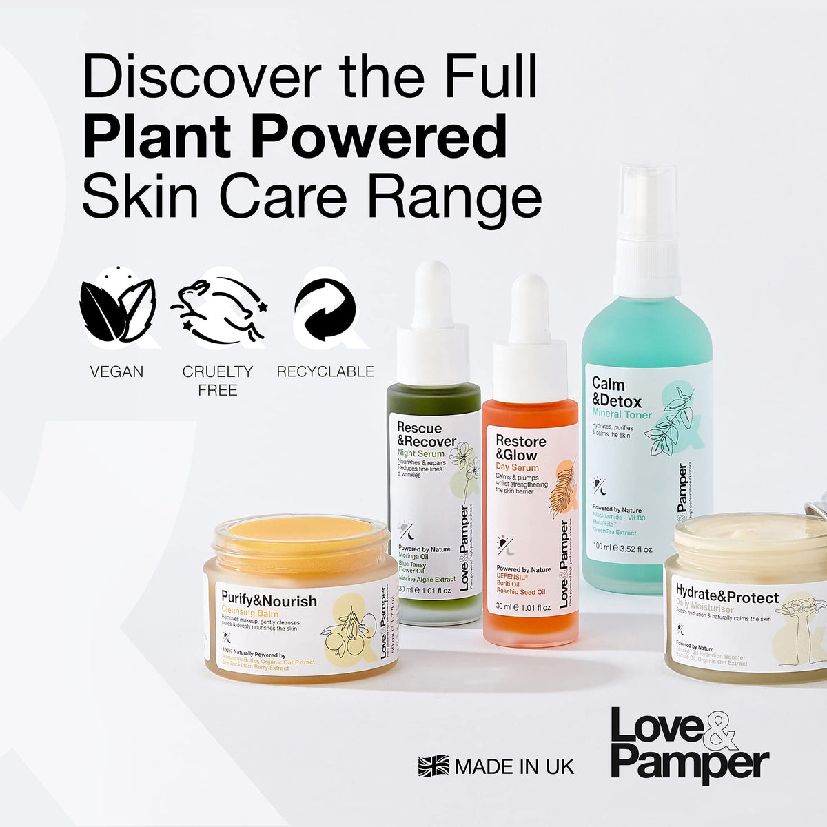 Love and Pamper Love & Pamper 100% PLANT POWERED - Daily Cleansing Balm, Natural Hydrating Makeup Remover with Vitamin E, Deeply Cleanses, Calms Redness & Removes Makeup & Impurities - Ultra Nourishing Treatment Balm