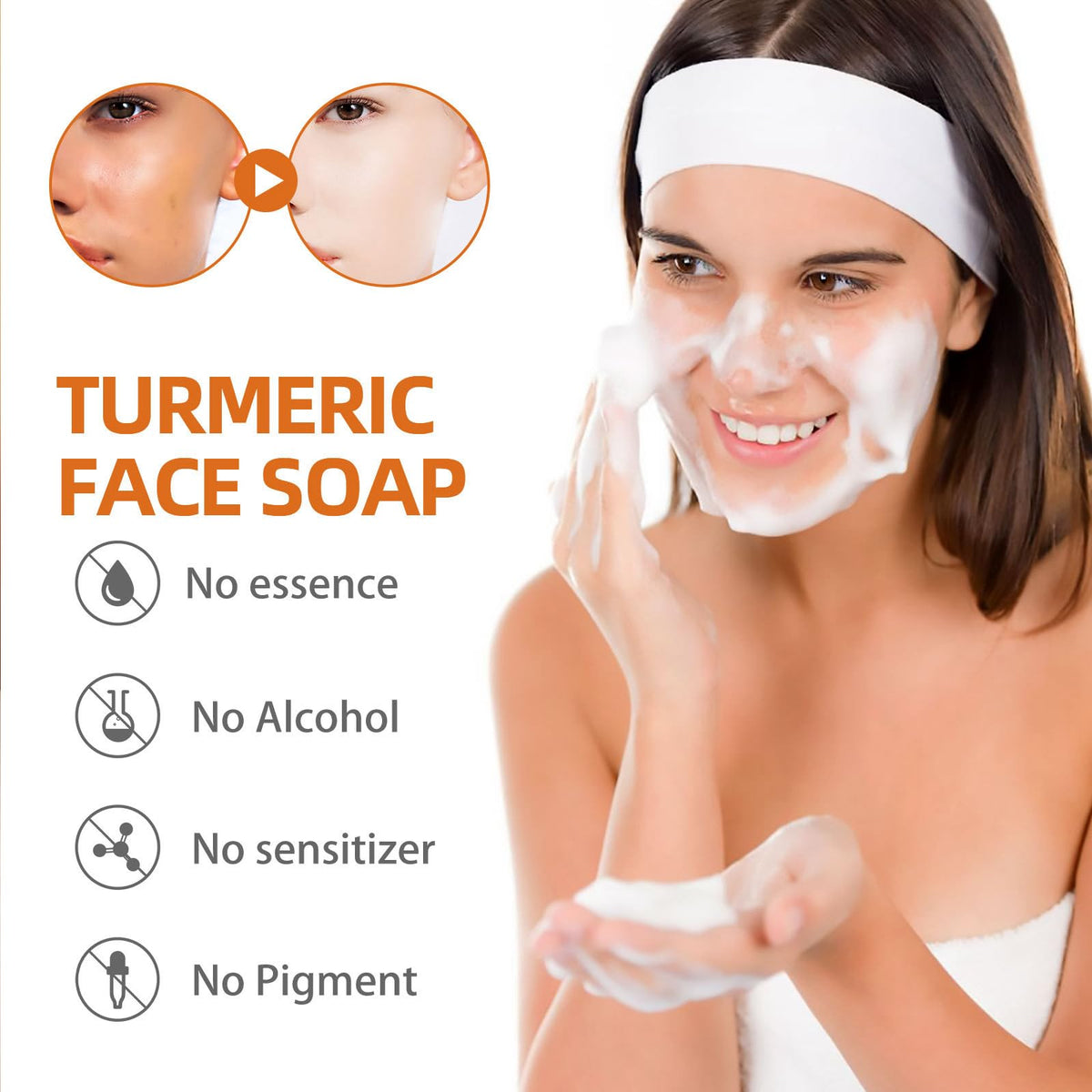 Angivlga Turmeric Soap,Natural Handmade Soap Bar For Dark Spot Corrector,Face,Body