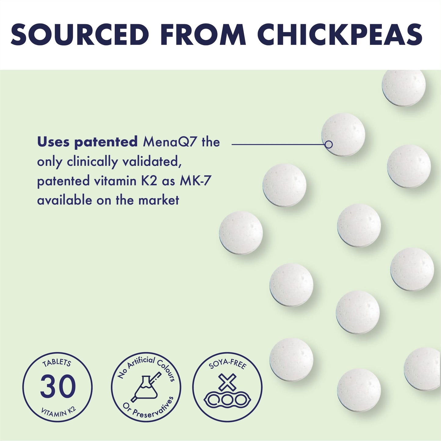 Higher Nature - Vitamin K2 One A Day - Bone & Cardio Support - Vitamin K2 MK7 - Gluten Free - SOYA Free - Vegan & Vegetarian Tablets - 30 Tablets
