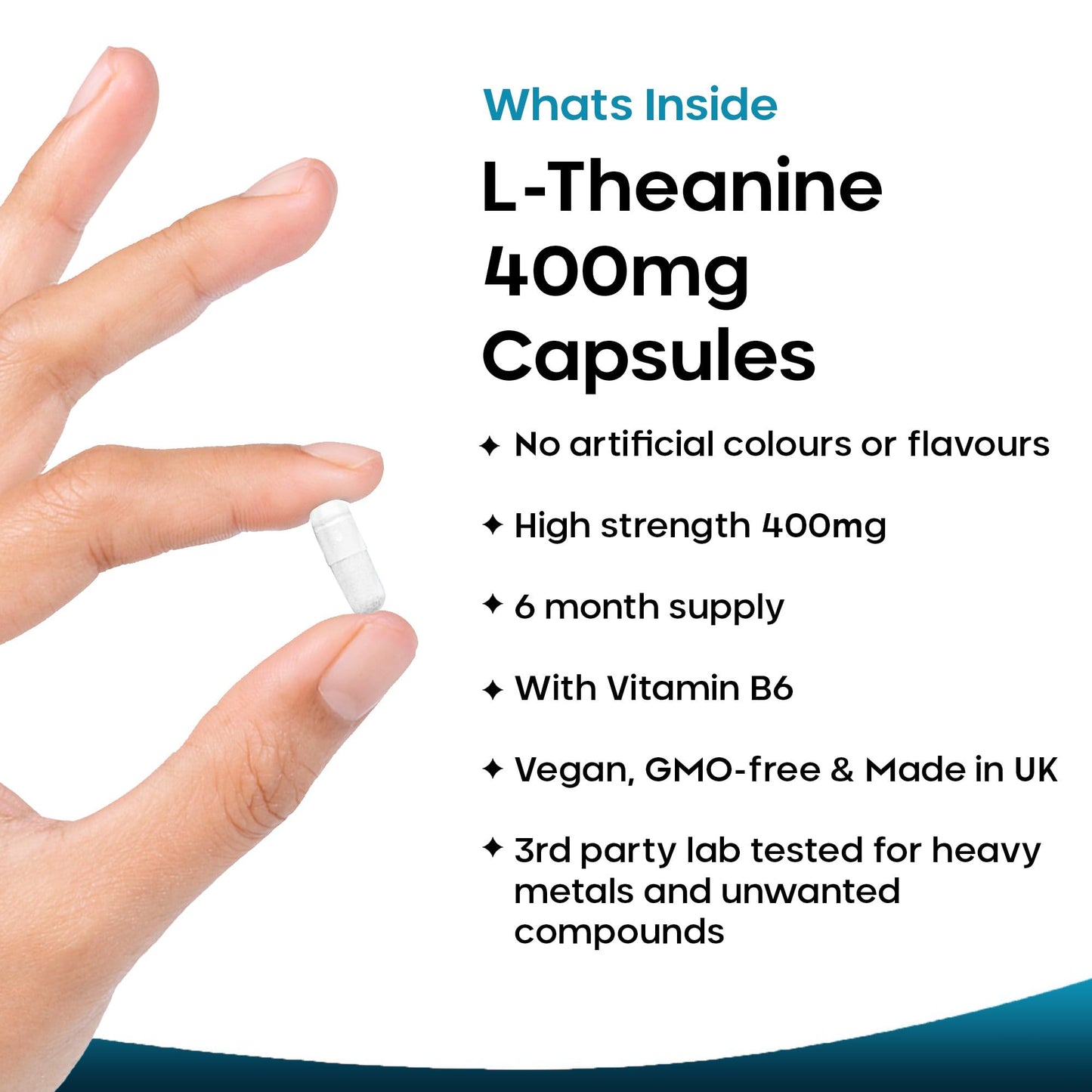 L Theanine Enriched with Vitamin B6 - High Strength L Theanine 400mg Natural Nootropics from Green Tea - 360 Vegan L-Theanine Capsules - Made in The UK Theanine Supplements by New Leaf