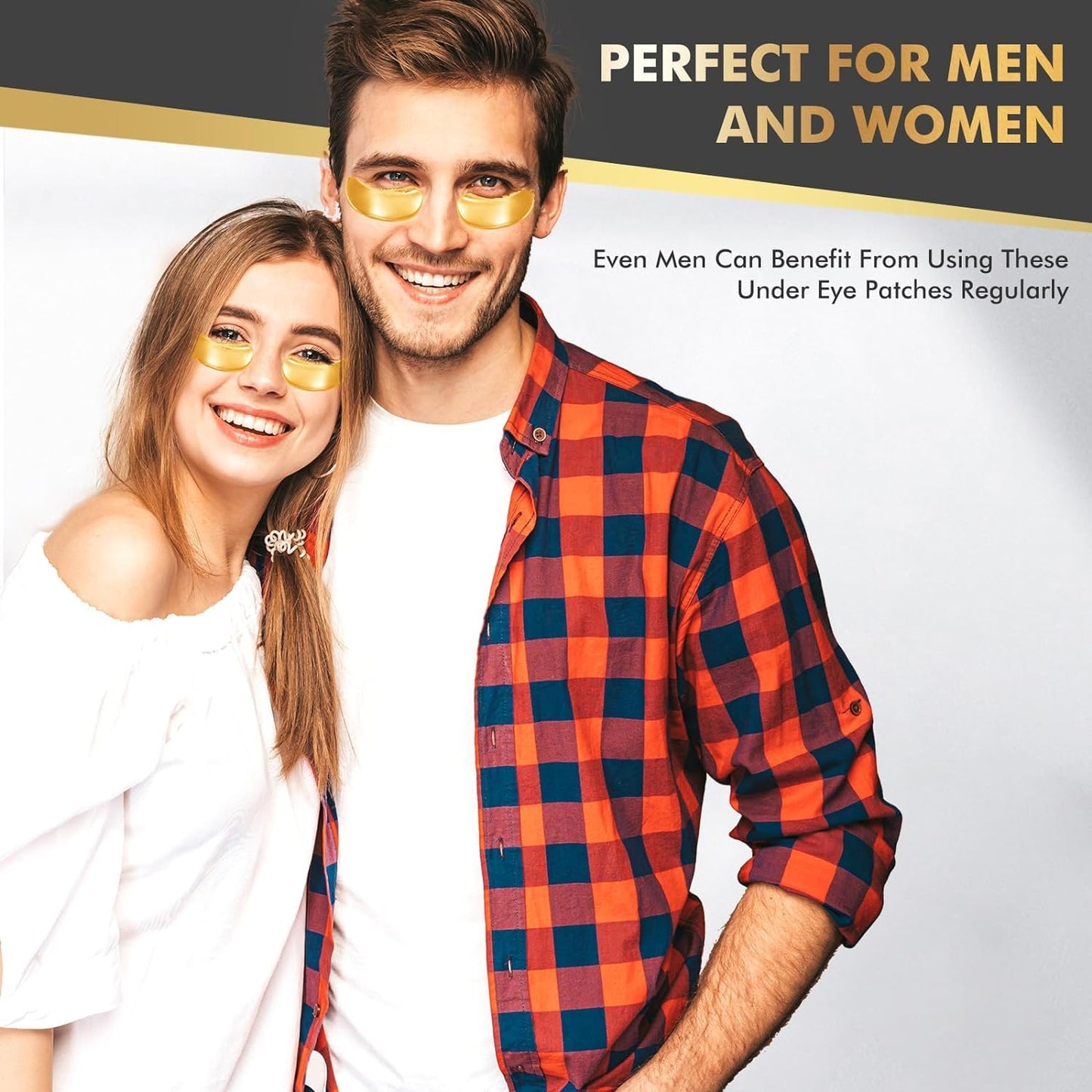 Lanboo Under Eye Gel Patches, 20 Pairs - Golden Eye Mask with Amino Acid & Collagen, Cooling Eye Care for Wrinkles, Puffy Eyes & Dark Circles, Skincare Treatment for Men & Women, USA Tested